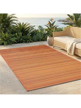 Fab Habitat Stripe Coastal Colorful Outdoor Rug - Waterproof, Crease-Free Fade